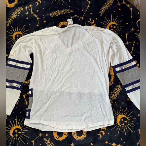 VS Pink varsity white sequin long sleeve top - Picture 5 of 5